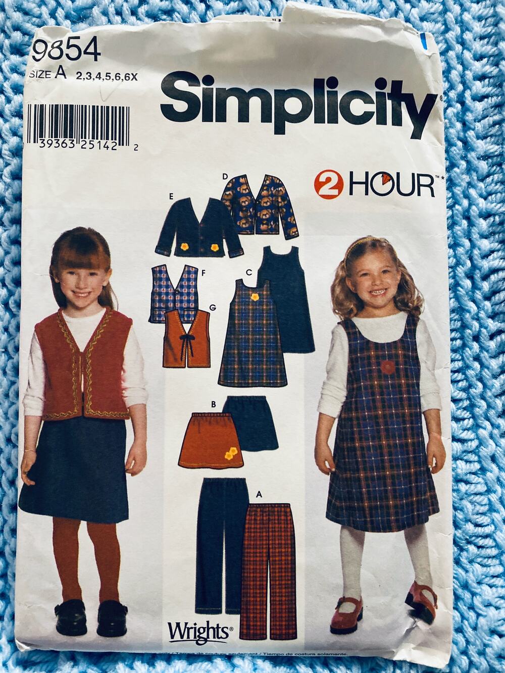 Simplicity 9854 pattern girls jumper top skirt pant size 2 3 4 5 6 6x